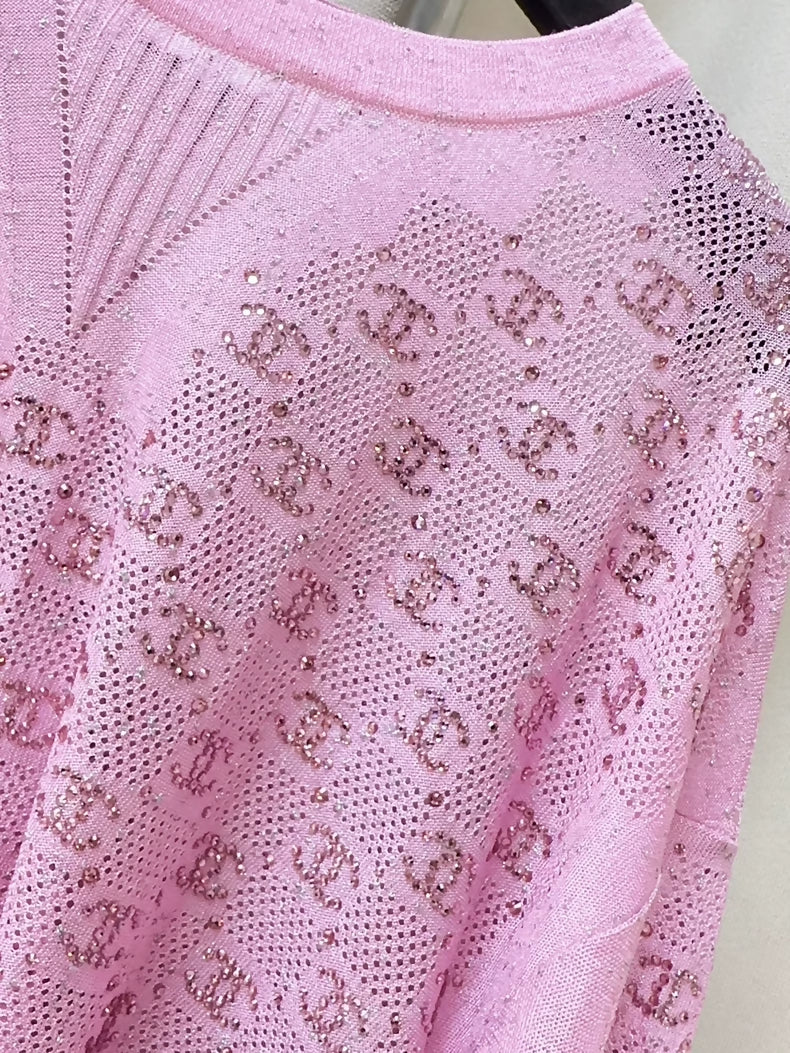 Chanel 23P Pink Diamond Logo Double C Top