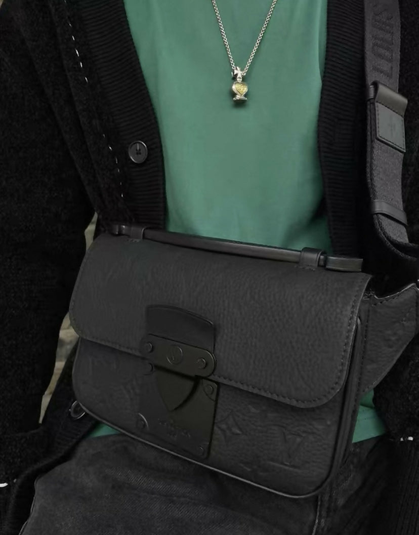 Louis Vuitton Matte Black Taurillon Monogram S Lock Sling Crossbody Waist Bag