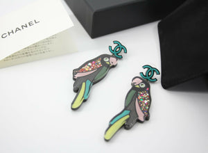 Chanel 17C Resin Cruise Collection Parrot-Motif Stud Earrings