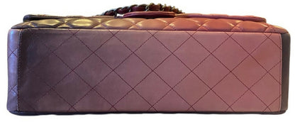 Chanel Maxi Ombre Degradé Pink Burgundy Quilted Leather Classic Single Flap Bag