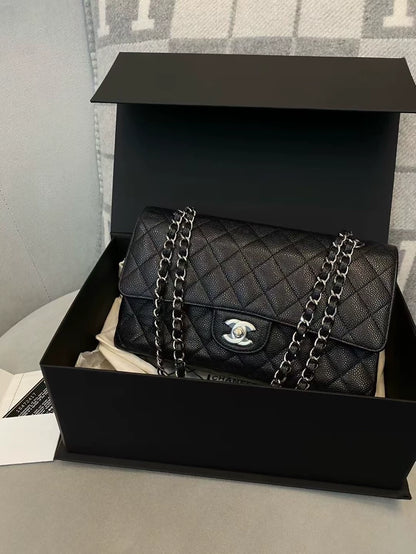 Chanel CF Black Lychee leather Medium Size