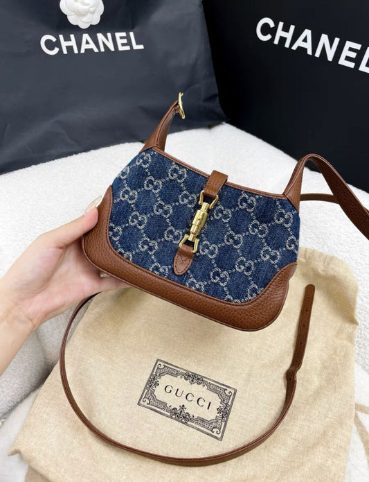 GUCCI Gucci blue denim and leather Jackie1961 mini bag - Mini Mini Bag - Used fashion item from Wararni