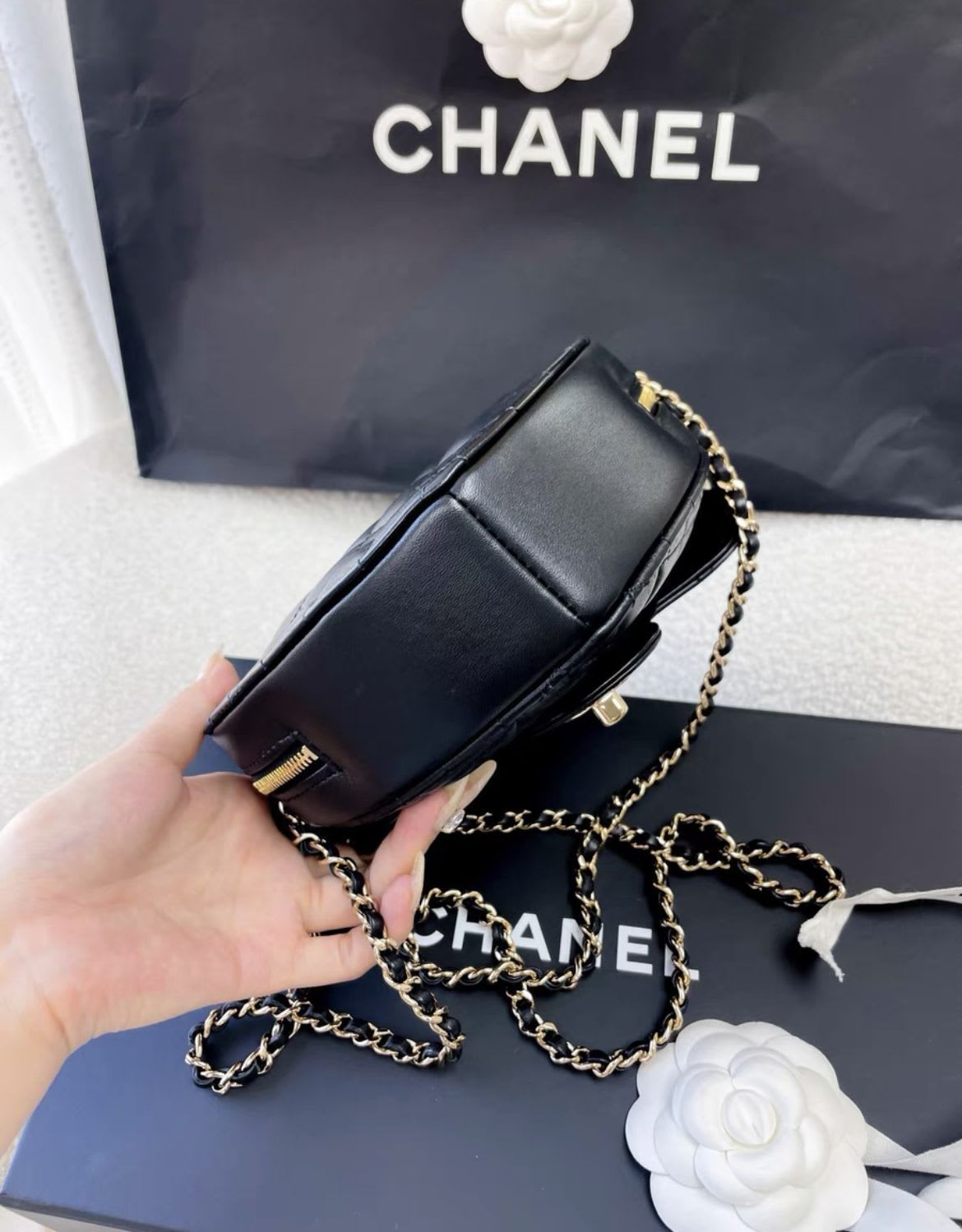 Chanel black large heart bag