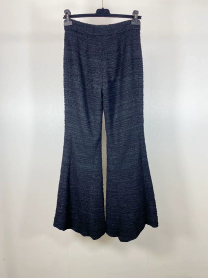 Chanel blue and gold woven flared wide-leg trousers