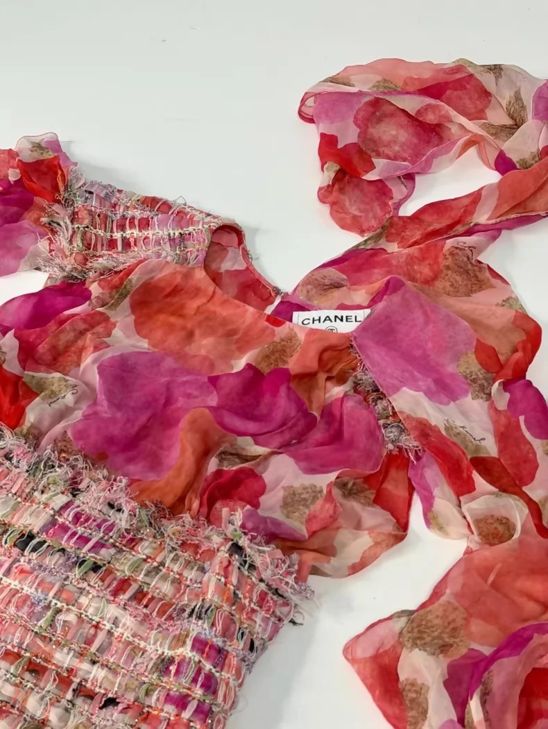 Chanel 10C pink Colorful Silk Dress