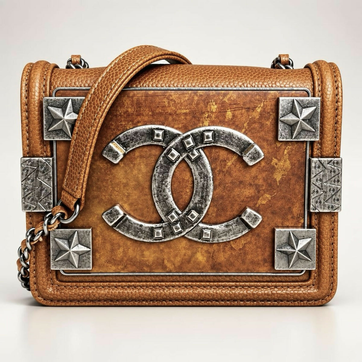 Chanel 14A Paris Dallas Brown Caviar Mini Boy Brick Bag rare