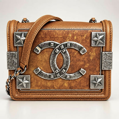 Chanel 14A Paris Dallas Brown Caviar Mini Boy Brick Bag rare