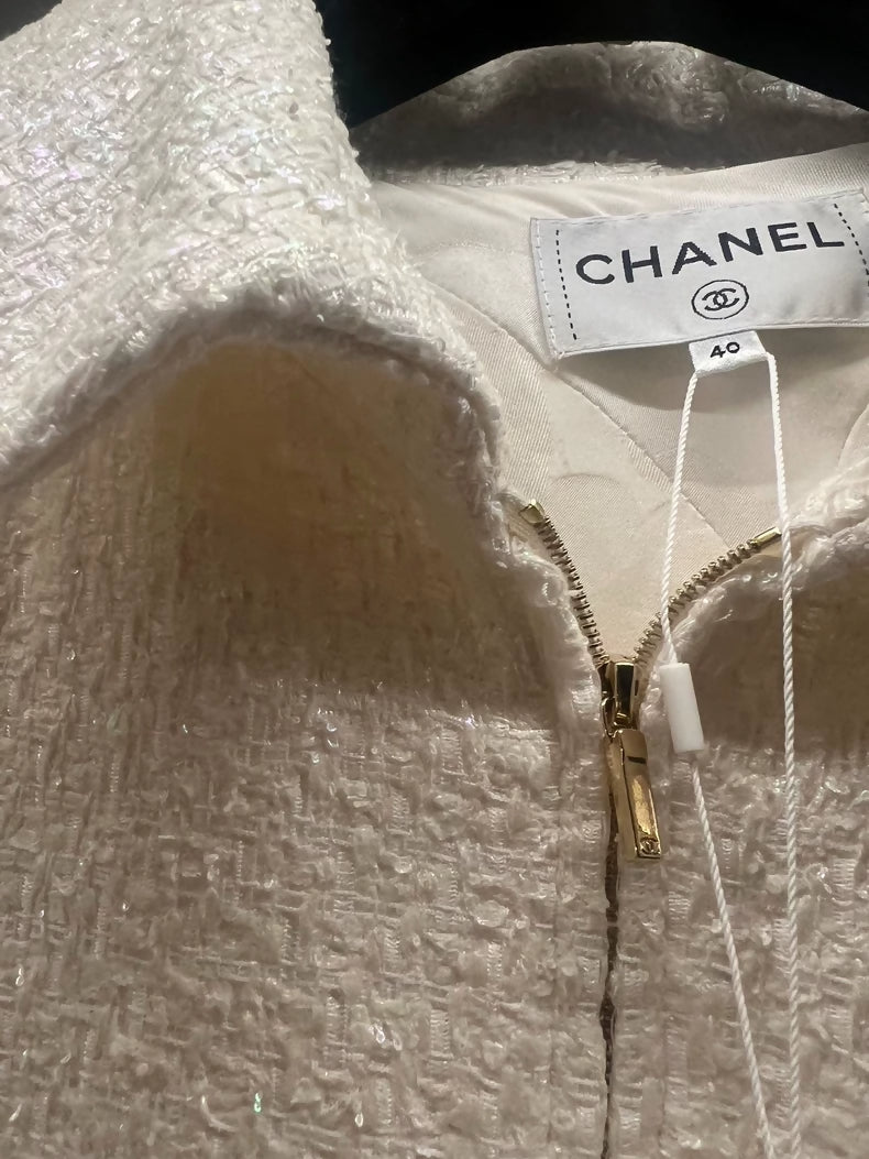 Chanel 2019 Beach Collection sequined white jacket