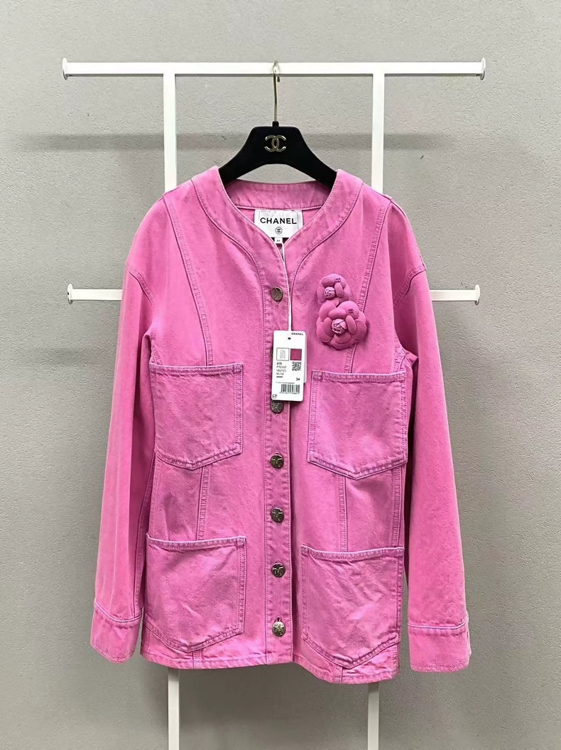 Chanel 21R fuchsia denim jacket