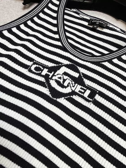 Chanel 23C black and white striped top