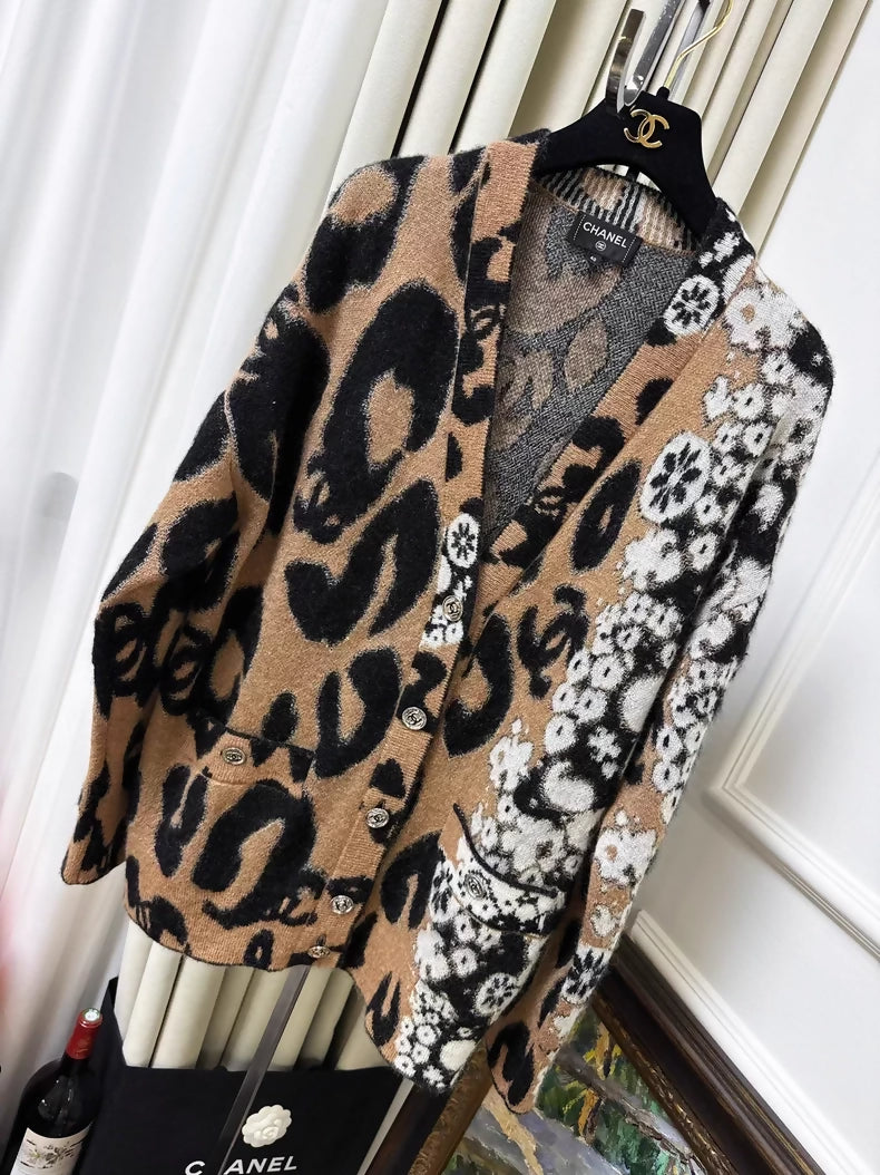 Chanel 23A leopard print cardigan