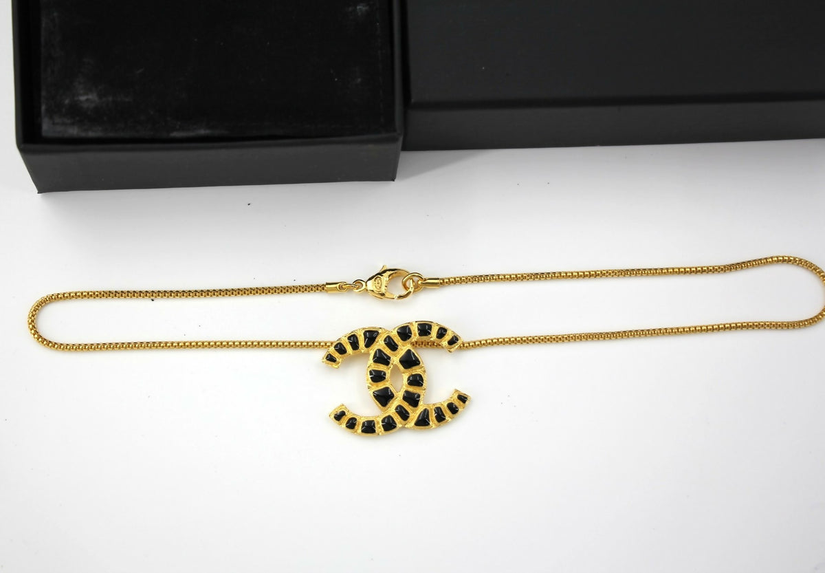 Chanel B19A Metal Black & Gold "Along the Nile" CC Necklace