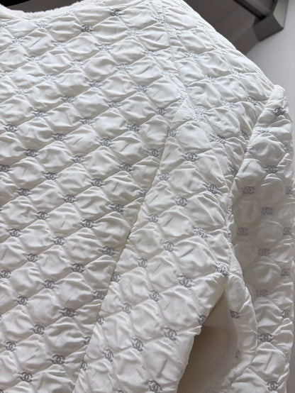 Chanel 21N ecru white Embroidered Lambswool Jacket