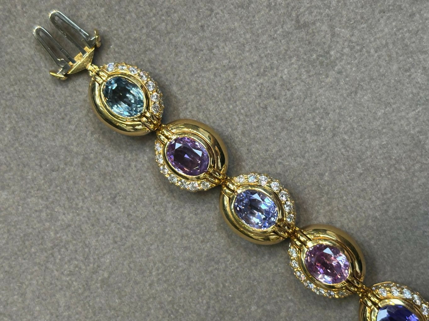 Bvlgari Certified Natural Unheated Multi Color Sapphire and Diamond Bracelet
