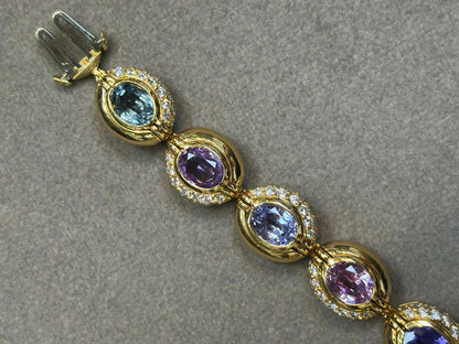 Bvlgari Certified Natural Unheated Multi Color Sapphire and Diamond Bracelet