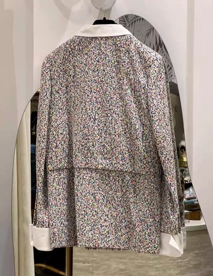 Chanel 25C pink white multicolour Tweed shirt Jacket
