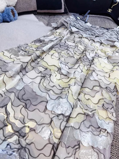 Chanel 16C silver-white gradient lace dress