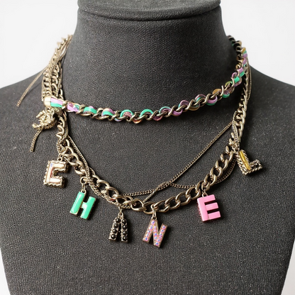 Chanel 17P Charms 
Chains Letters Multicolor Necklace Belt