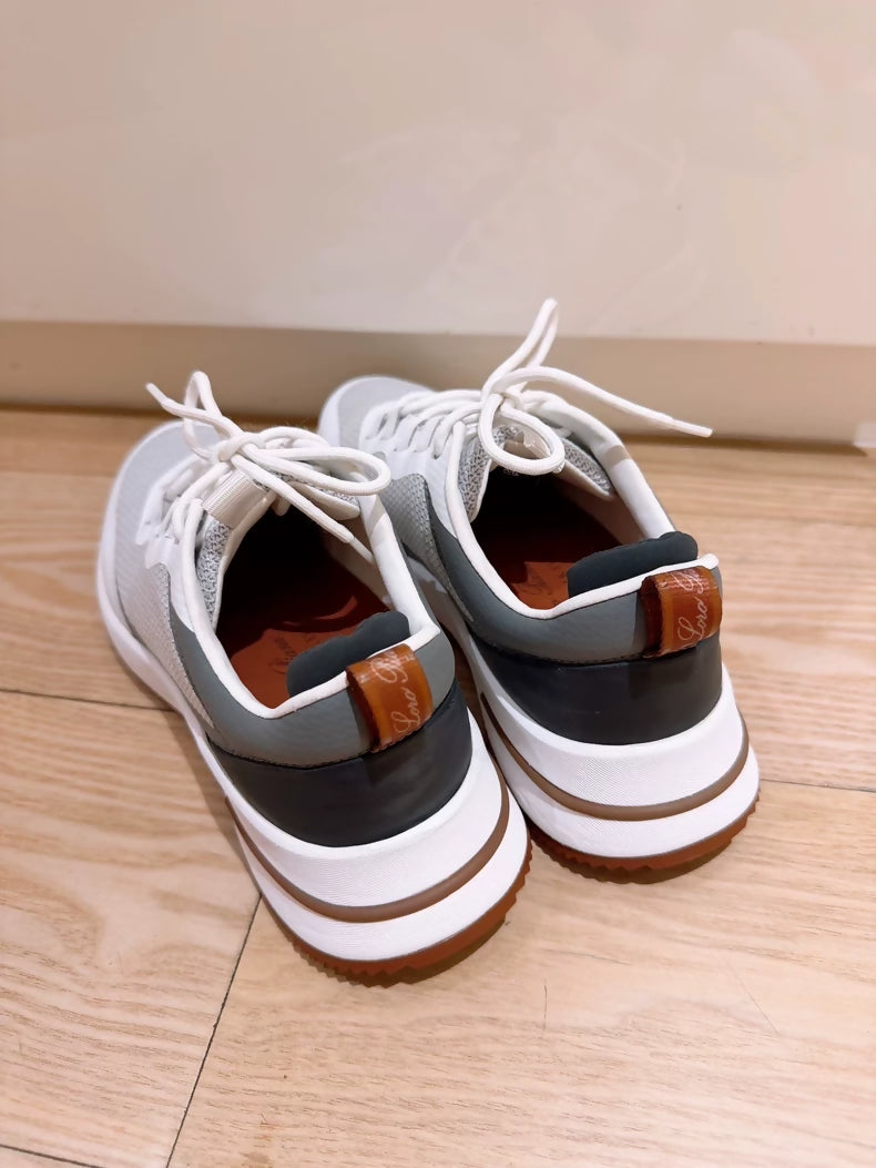 Loro Piana White/Grey Color Block Sneakers