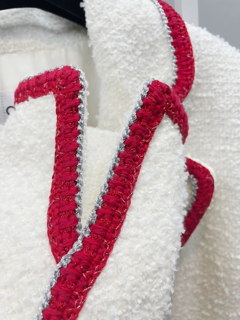 Chanel 20 white red tweed jacket
