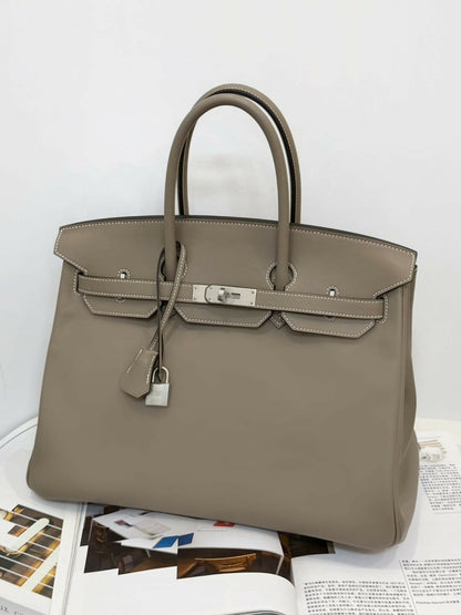 Hermès Birkin 35 Étoupe / Etoupe Togo Leather with Brushed Palladium Hardware