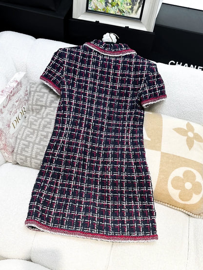 Chanel 20s red and blue check dress