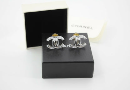 Chanel Vintage 03C Mirror Silver CC Clip-on Earrings