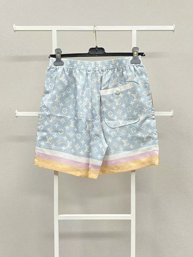 Louis Vuitton LV monogram print silk shorts