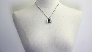 Chanel Vintage 10A Resin Transparent Square Black CC Pendant Necklace
