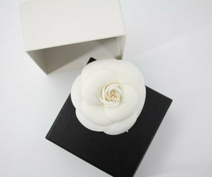 Chanel Vintage 81-85 White Silk Camellia Brooch