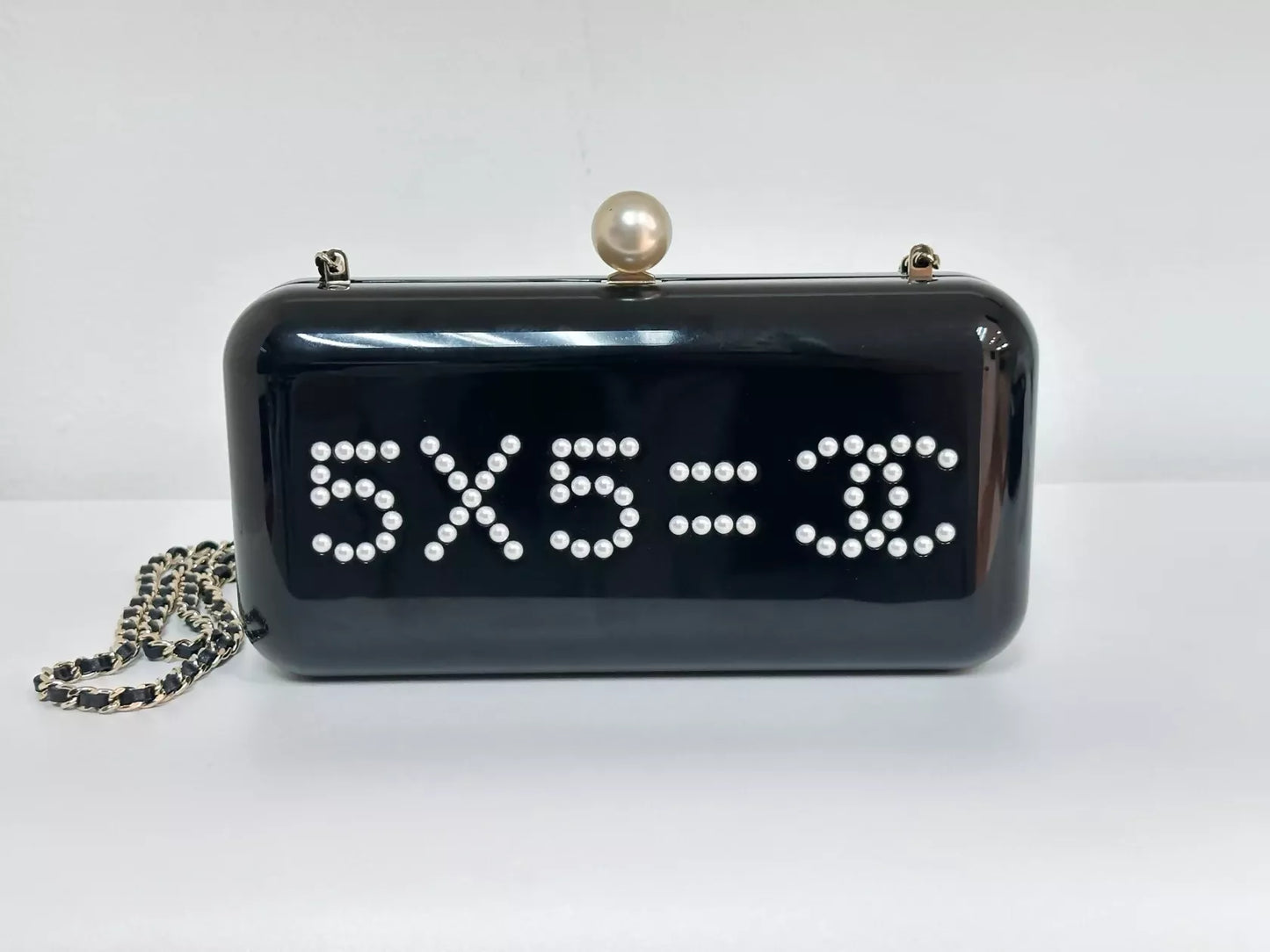Chanel “Votez Coco” Pearl Plexiglass Minaudière Evening Clutch