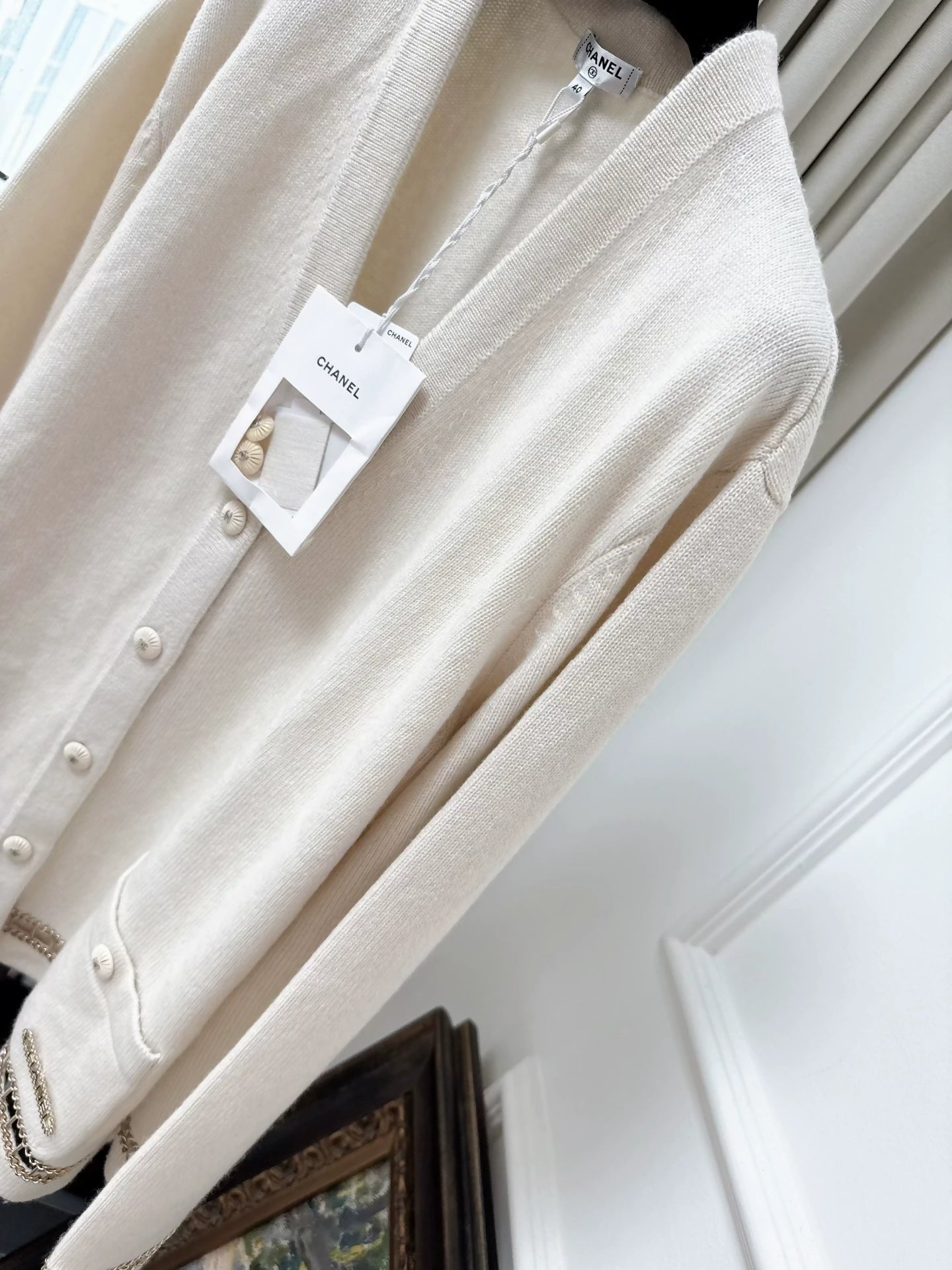 Chanel 20C off-white cashmere cardigan