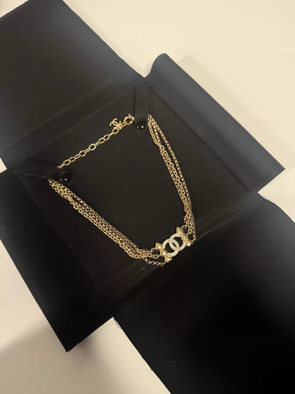 Chanel 23P Double C Heart Multi-Layer Choker Necklace