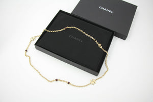 Chanel 23A Metal Enamel Burgundy Long Necklace