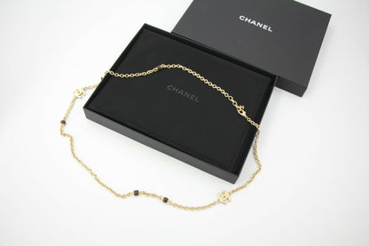 Chanel 23A Metal Enamel Burgundy Long Necklace