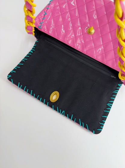 Chanel 1994 Vintage Pink Vinyl Jumbo Flap Bag