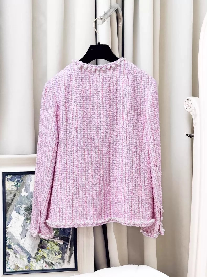 Chanel 25P pink tweed jacket