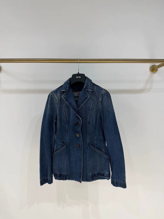 Dior classic bee-print denim fitted jacket