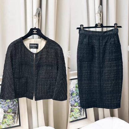 Chanel 12S Black jacket and Skirt