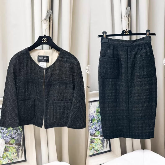 Chanel 12S Black jacket and Skirt