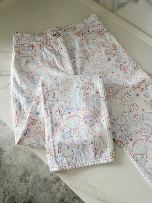 Chanel Fish print Straight Leg Pants