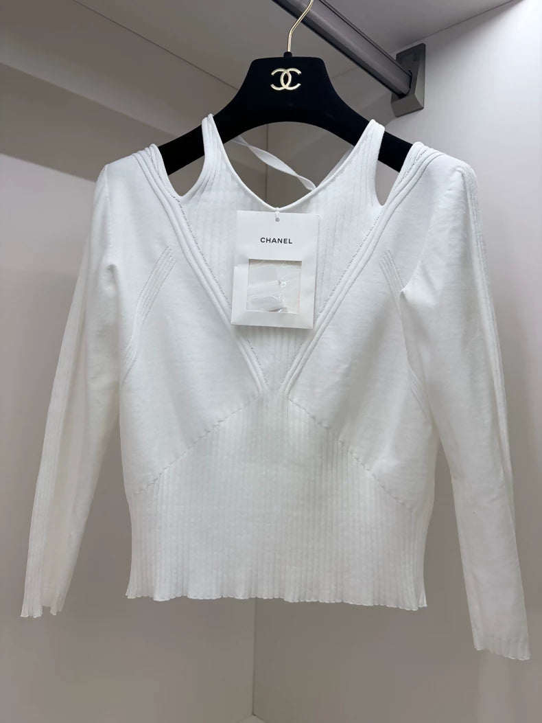 Chanel 24B White Knit top