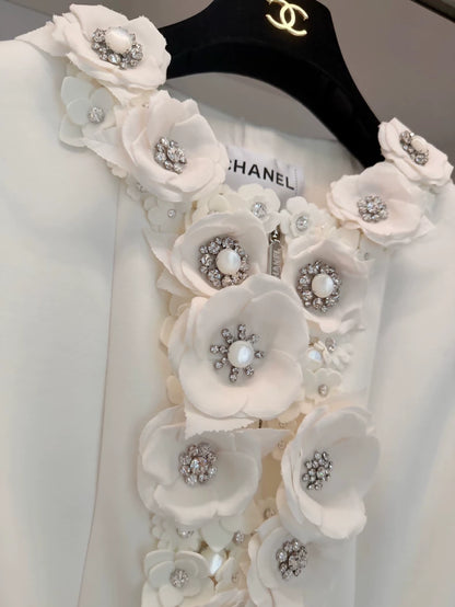 Chanel 25c white floral jacket