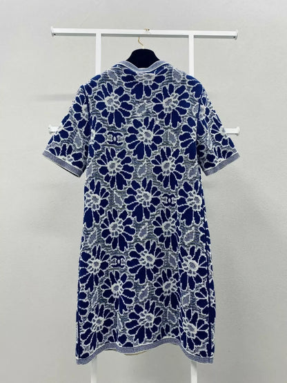 Chanel 20P white and blue dress