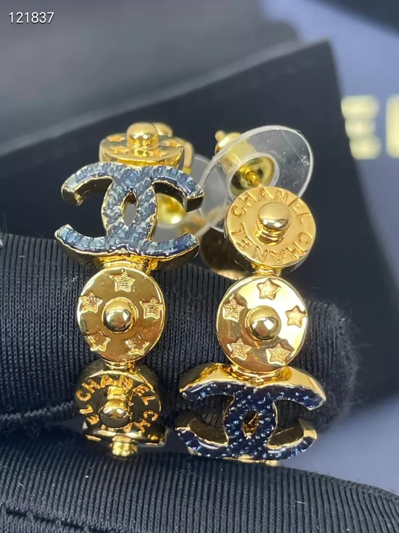 Chanel 24P gold hoop earrings