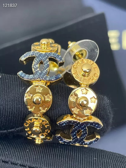 Chanel 24P gold hoop earrings