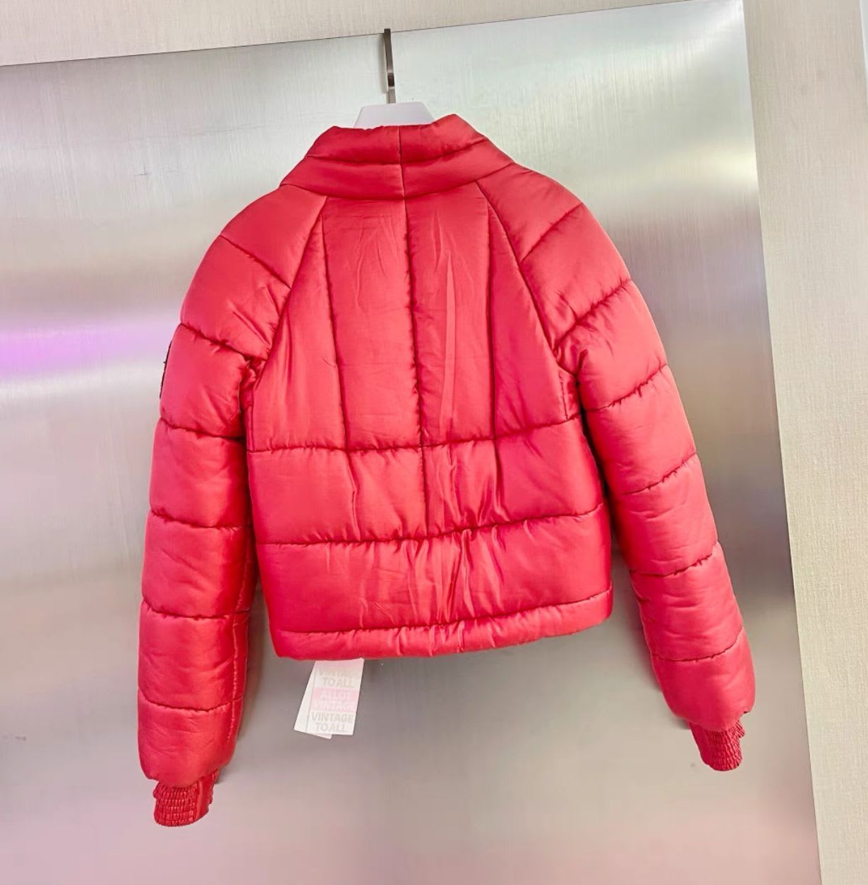 CHANEL red silk PARIS MOSCOW Puffer Down Jacket