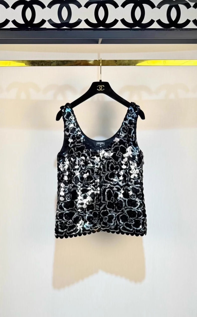 Chanel Camellia Sequin top