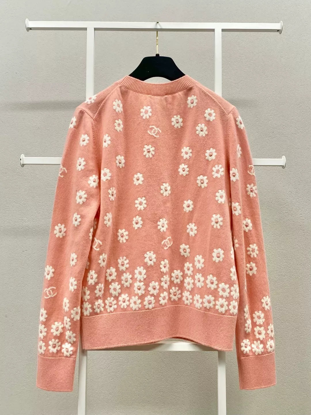 Chanel 22P Orange Daisy Pattern Cashmere Sweater