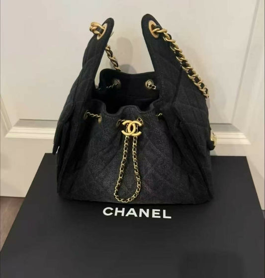 Chanel 25 bag dark denim small